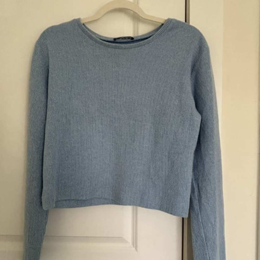 Blue Cotton Blend Sweater